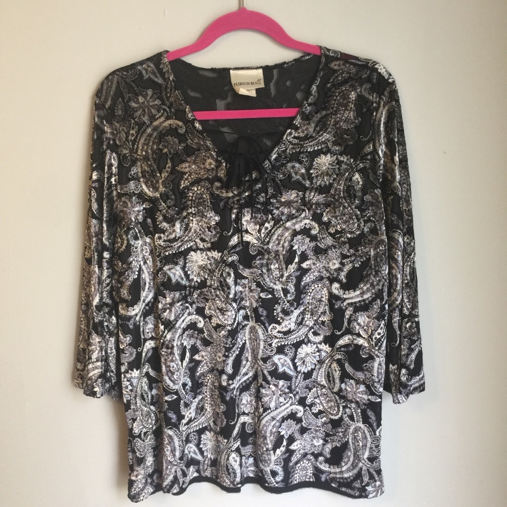 Fashion Bug Paisley Velvet Blouse 18/20